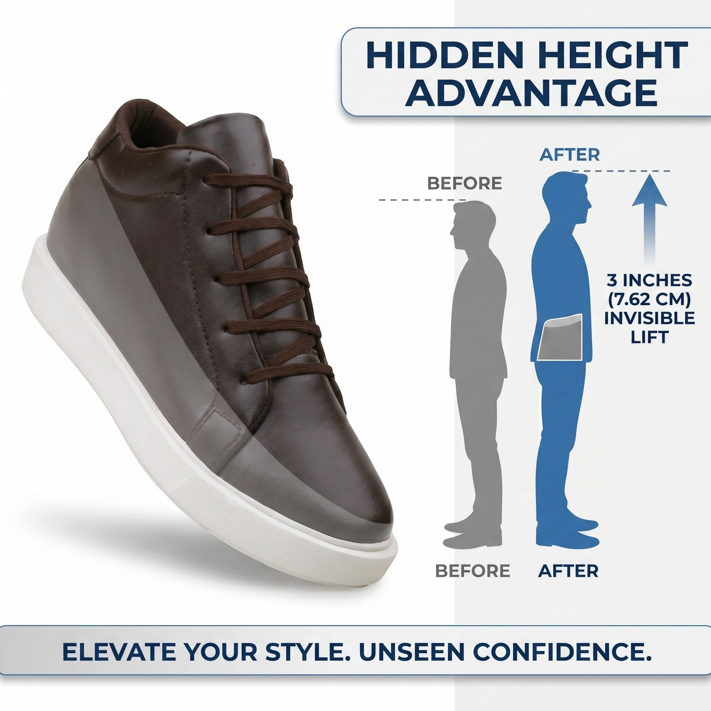 BXXY Elevator Shoes Add 7.62 CM Height with Style & Confidence