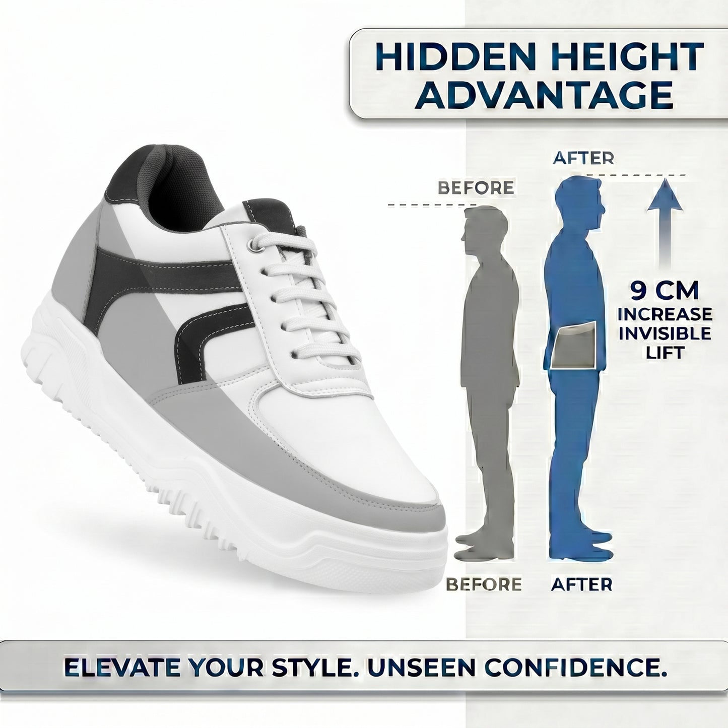 BXXY Premium Hidden Height Increasing Sneakers Gain Up to 9CM with Confidence