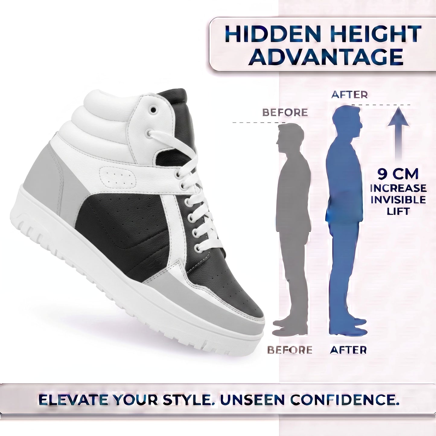 BXXY 9 CM Hidden Height Increasing Sneakers for Men