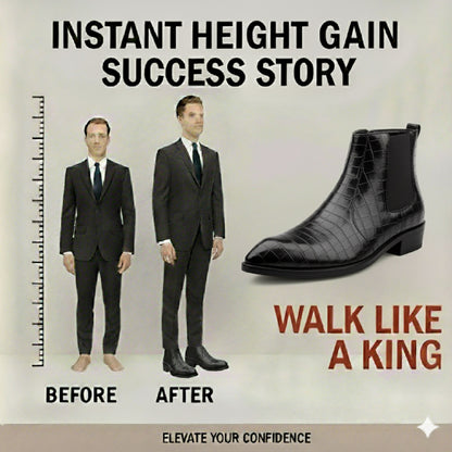 Men’s Croc-Pattern Height-Boost Chelsea Boots – Step Taller, Look Sharper