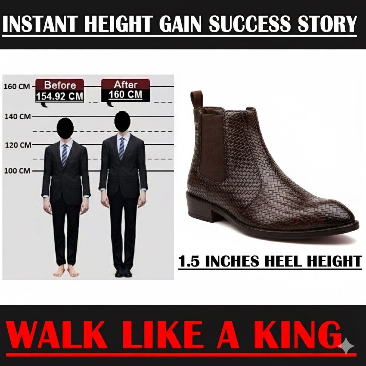 Height Increasing Chelsea Ankle Boots for Men