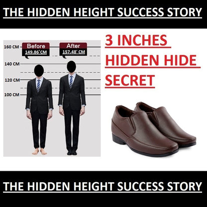 BXXY Mens 3 Inches Hidden Height Increasing Formal Wear Slipon Shoes