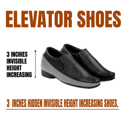 BXXY Men's Hidden Height Increasing Office Wear Formal Slip-on Shoes