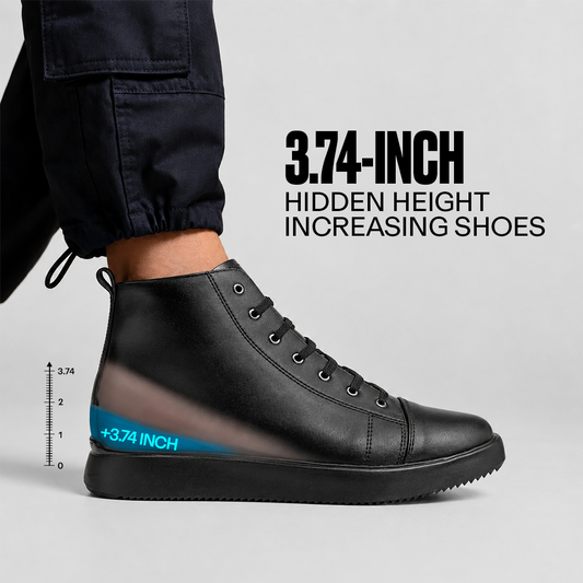 Men's 3.74 Inch (9.5CM) Hidden Height Increasing Boot - Black