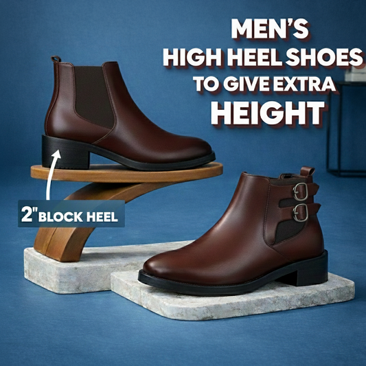 Men’s Chelsea Boots with 2-Inch Block Heel – Height Increasing Stylish Formal & Casual Boots