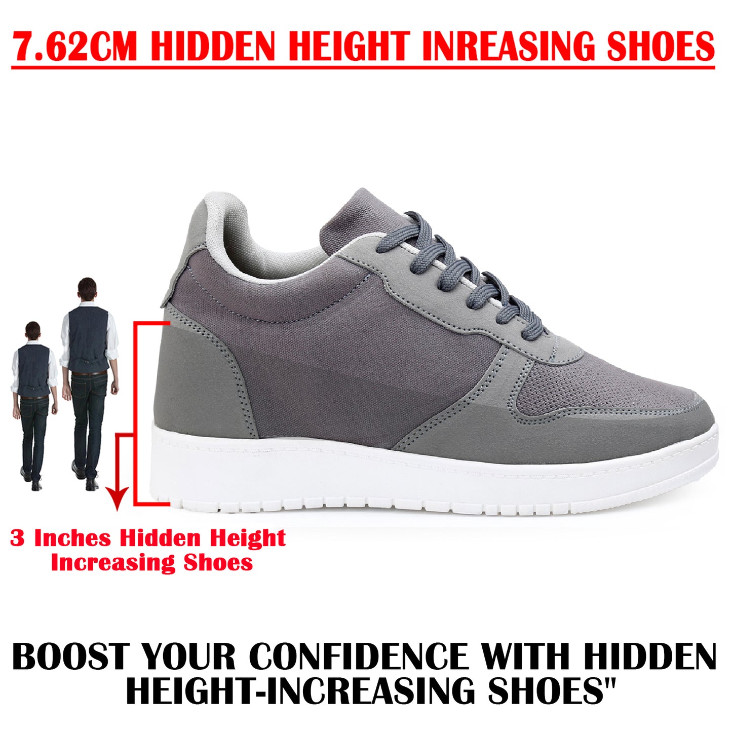 Men's 3-Inch Lift Casual Sporty Sneakers