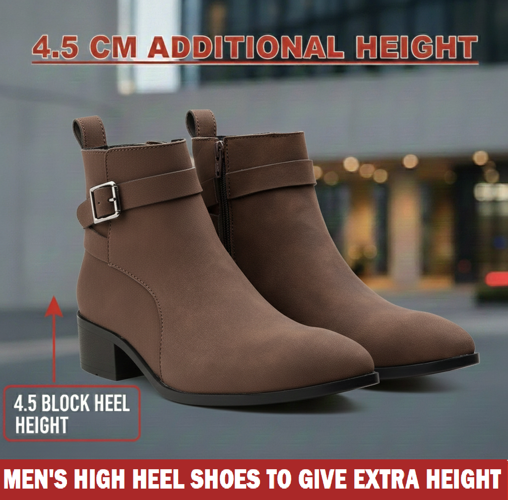 Height Boosting Men’s Boots – 4.5 CM Heel Fashion Ankle Shoes