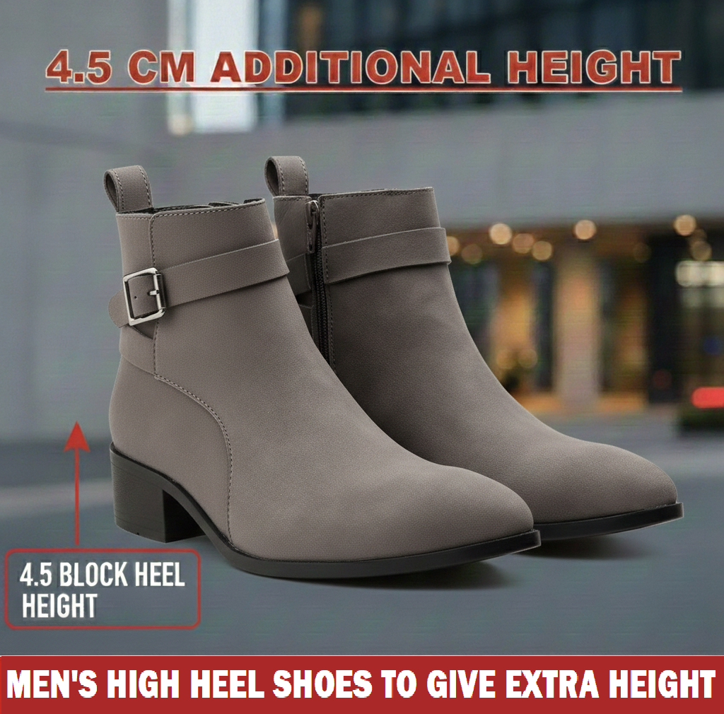 Height Boosting Men’s Boots – 4.5 CM Heel Fashion Ankle Shoes