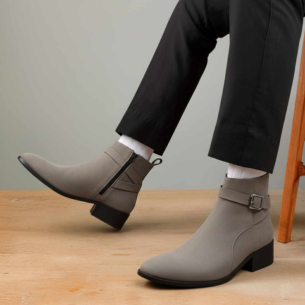 Height Boosting Men’s Boots – 4.5 CM Heel Fashion Ankle Shoes