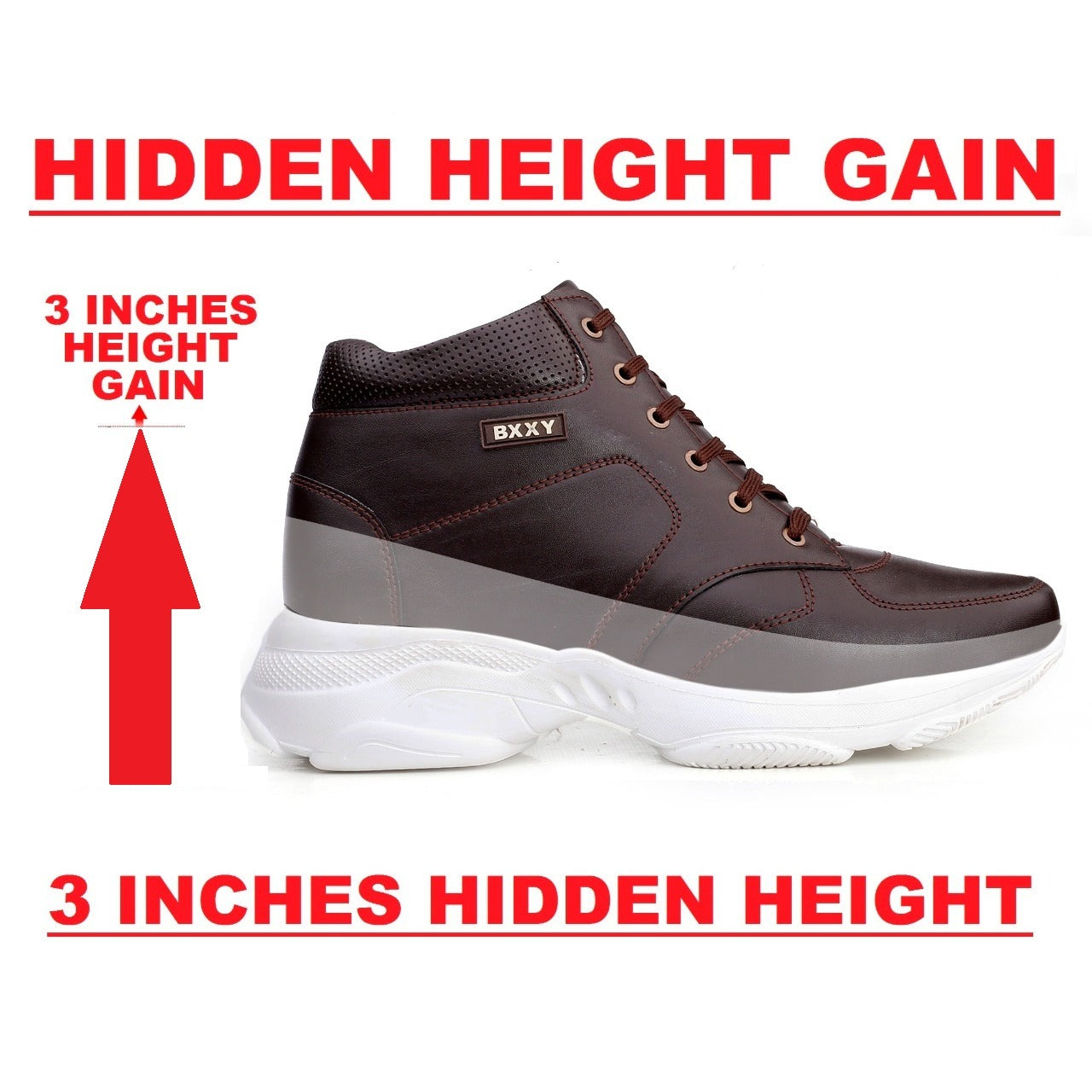 Bxxy's 3 Inch Hidden Height Increasing Shoes for Men