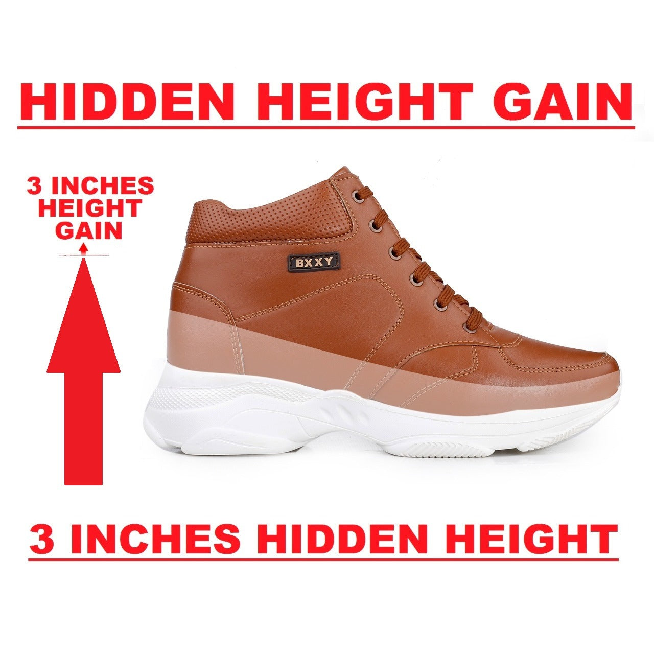 Bxxy's 3 Inch Hidden Height Increasing Shoes for Men