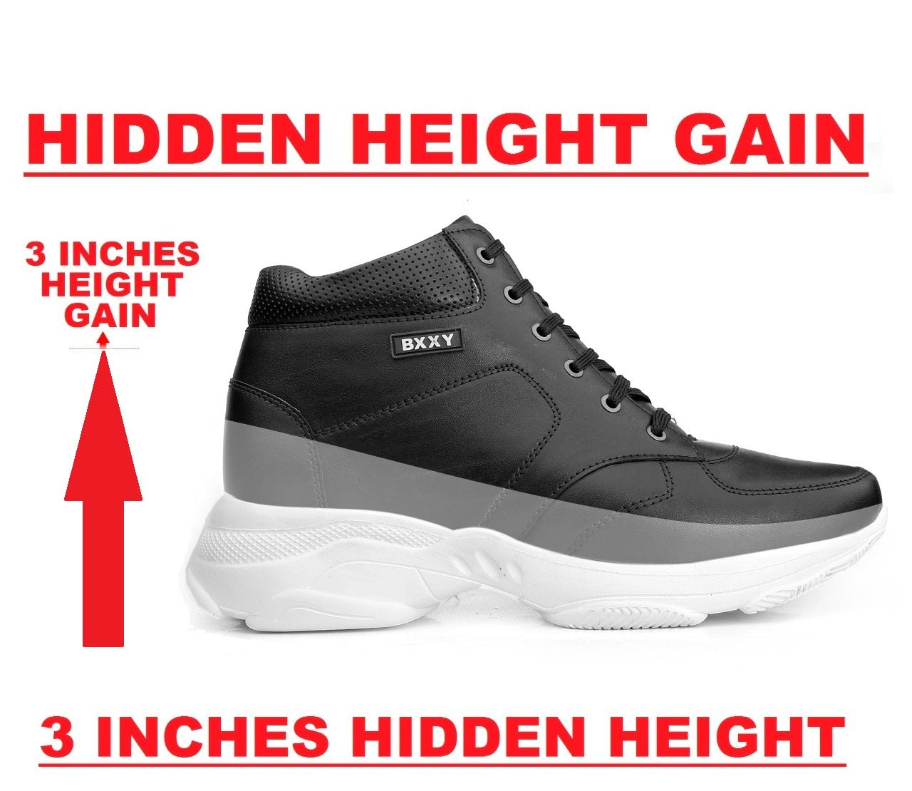 Bxxy's 3 Inch Hidden Height Increasing Shoes for Men