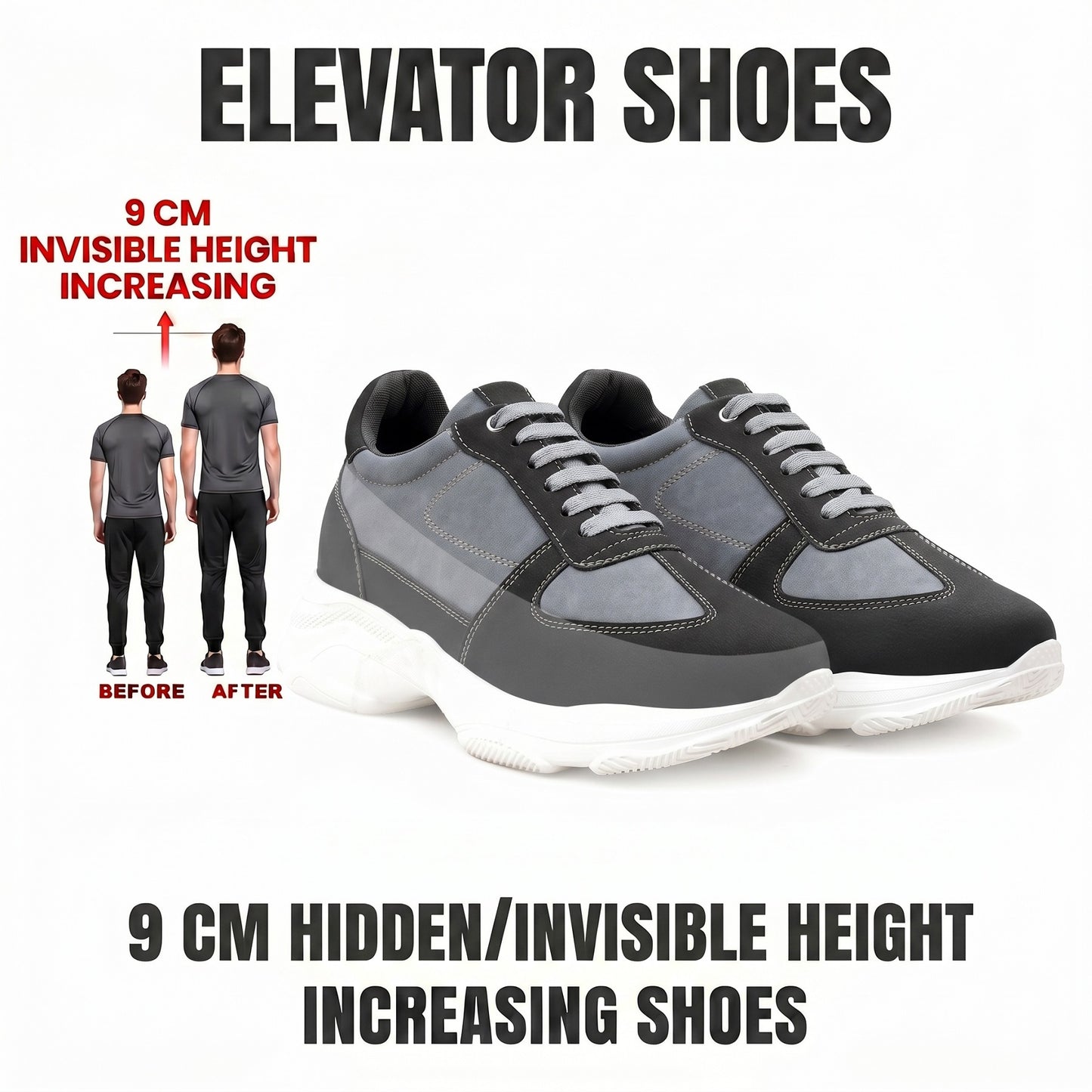 Premium Hidden Height Shoes for Men 9 CM Elevator Casual Sneakers
