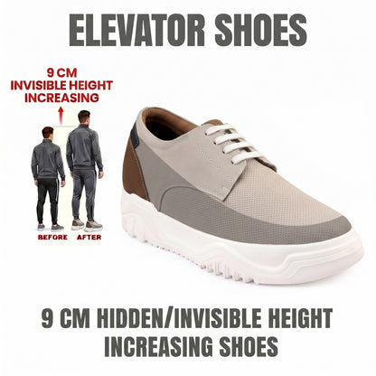 BXXY Premium Height Boost Sneakers for Men Invisible 9 CM Elevator Shoes