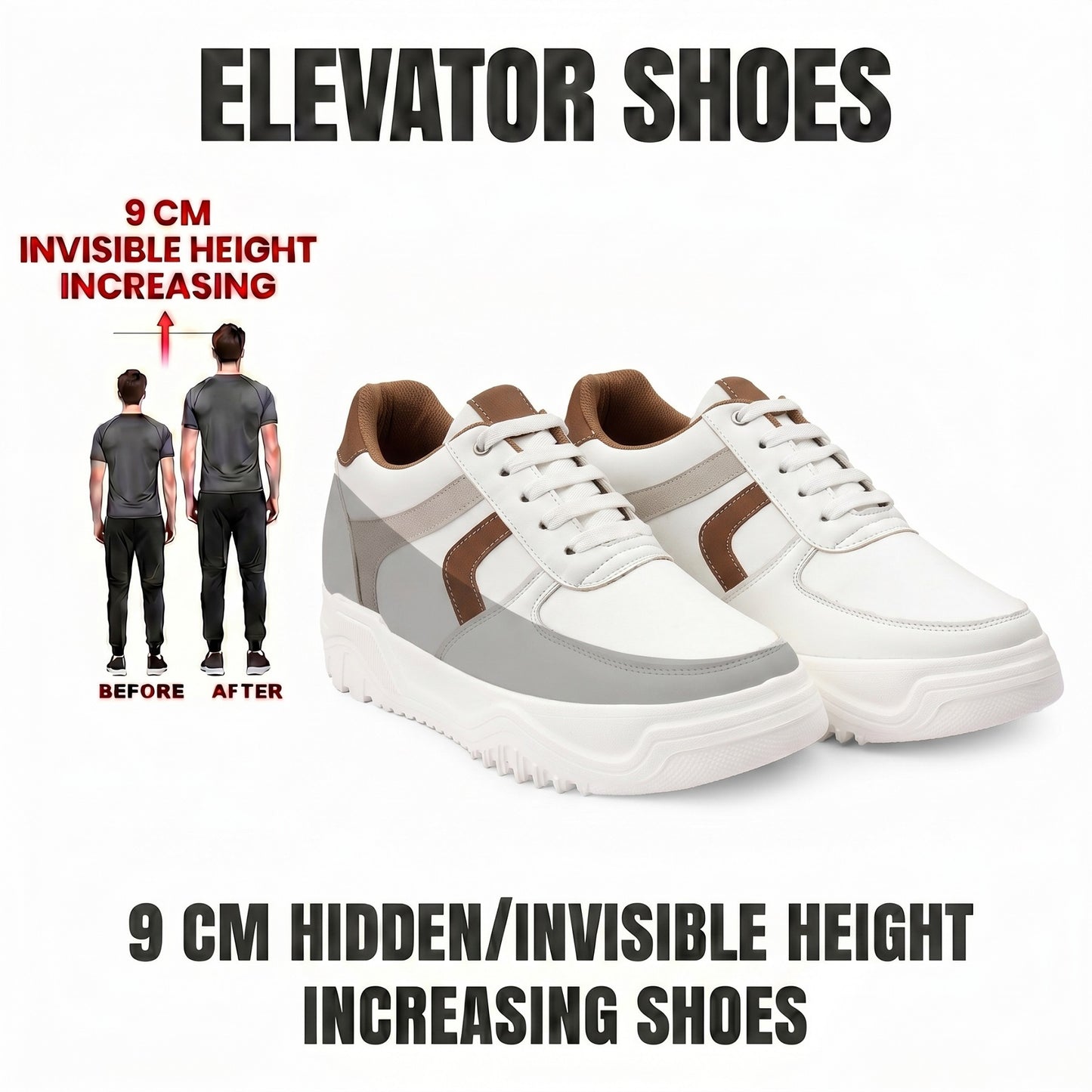 BXXY Premium Hidden Height Increasing Sneakers Gain Up to 9CM with Confidence