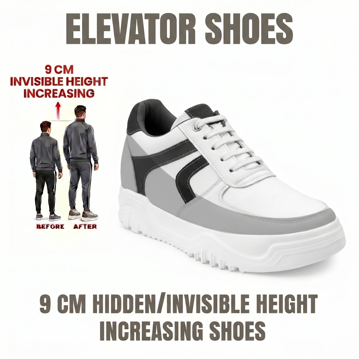 BXXY Premium Hidden Height Increasing Sneakers Gain Up to 9CM with Confidence