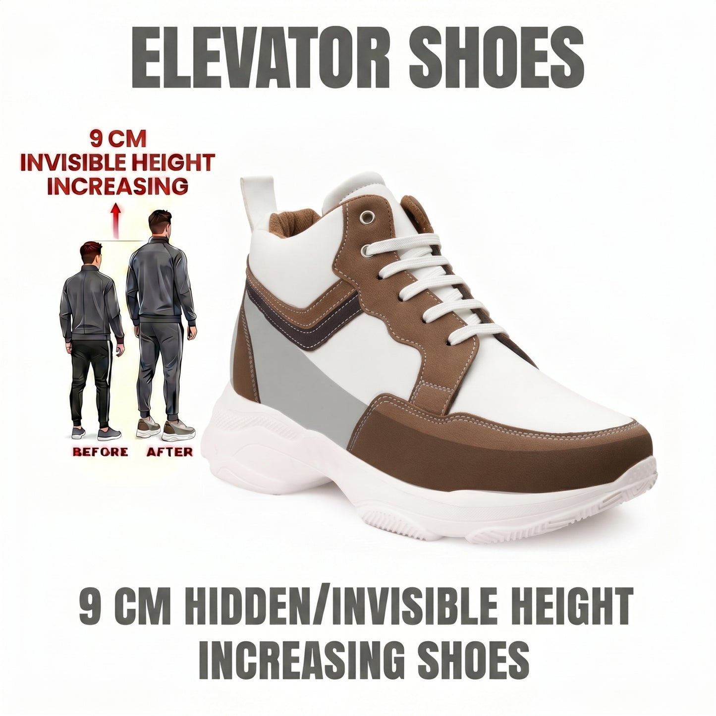 BXXY Modern Height Increasing Shoes with 9CM Hidden Elevation