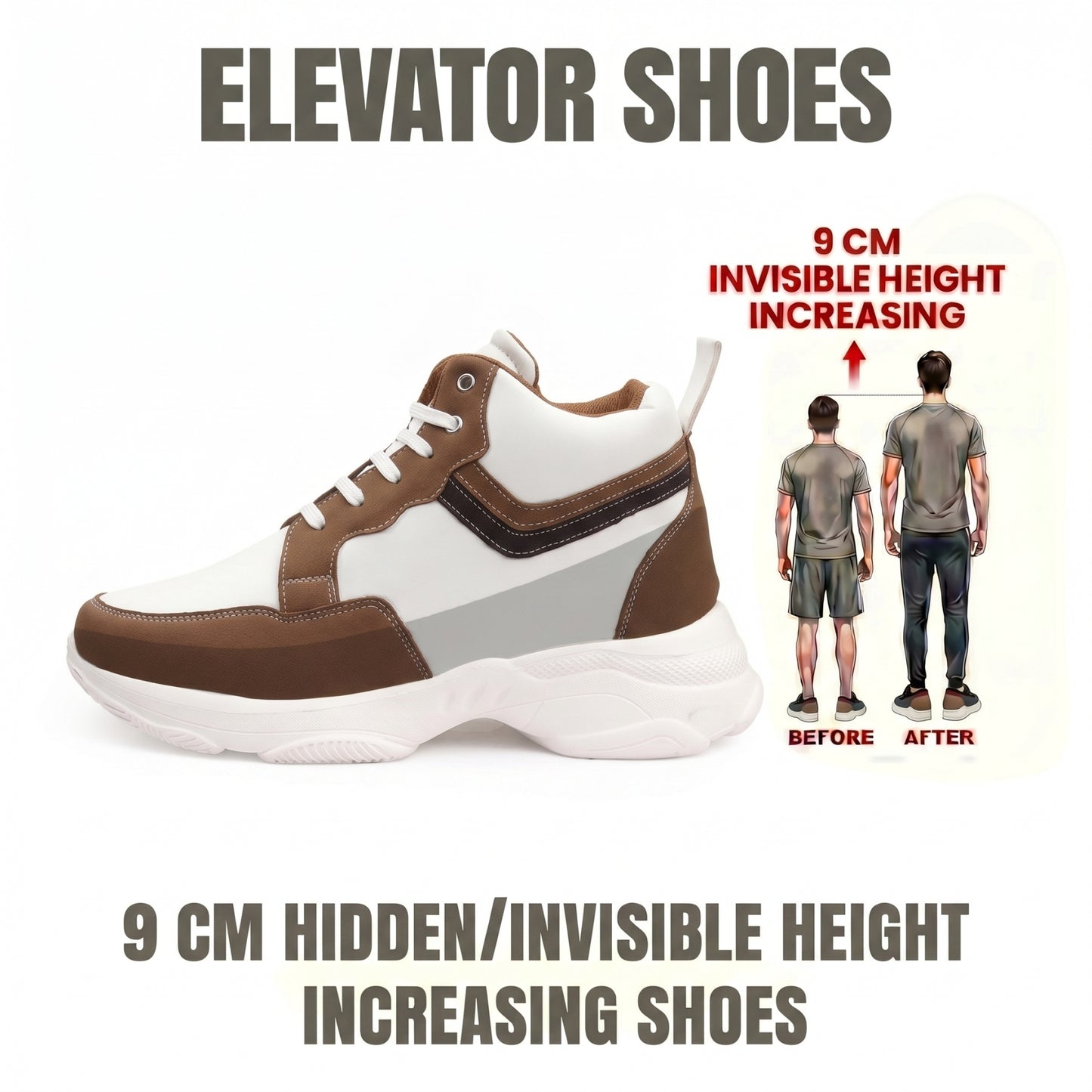 BXXY Modern Height Increasing Shoes with 9CM Hidden Elevation