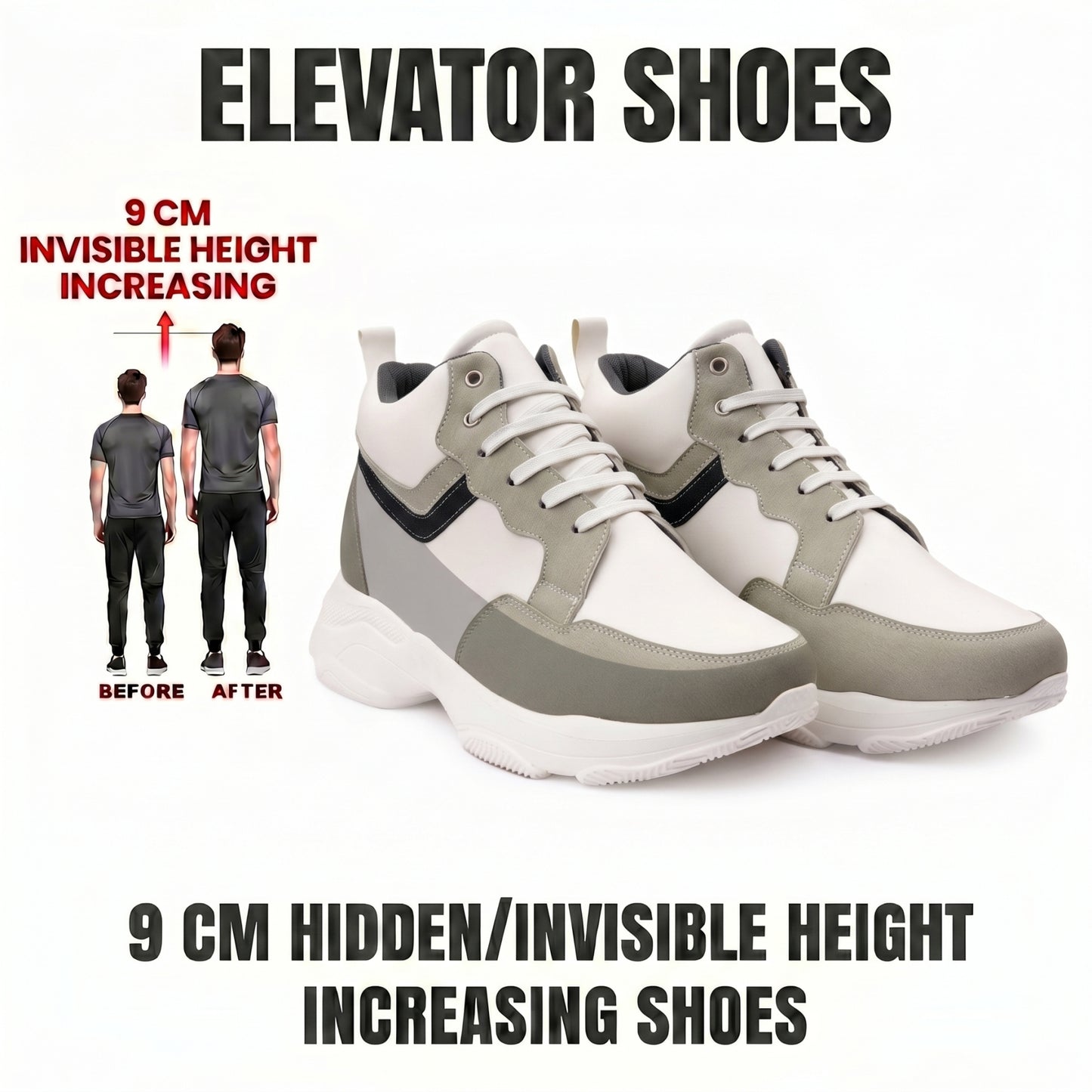 BXXY Modern Height Increasing Shoes with 9CM Hidden Elevation