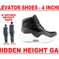 Men's 4 Inch Hidden Height Increasing Faux Leather Material Casual Ankle Lace-Up Light Weight Shoes.