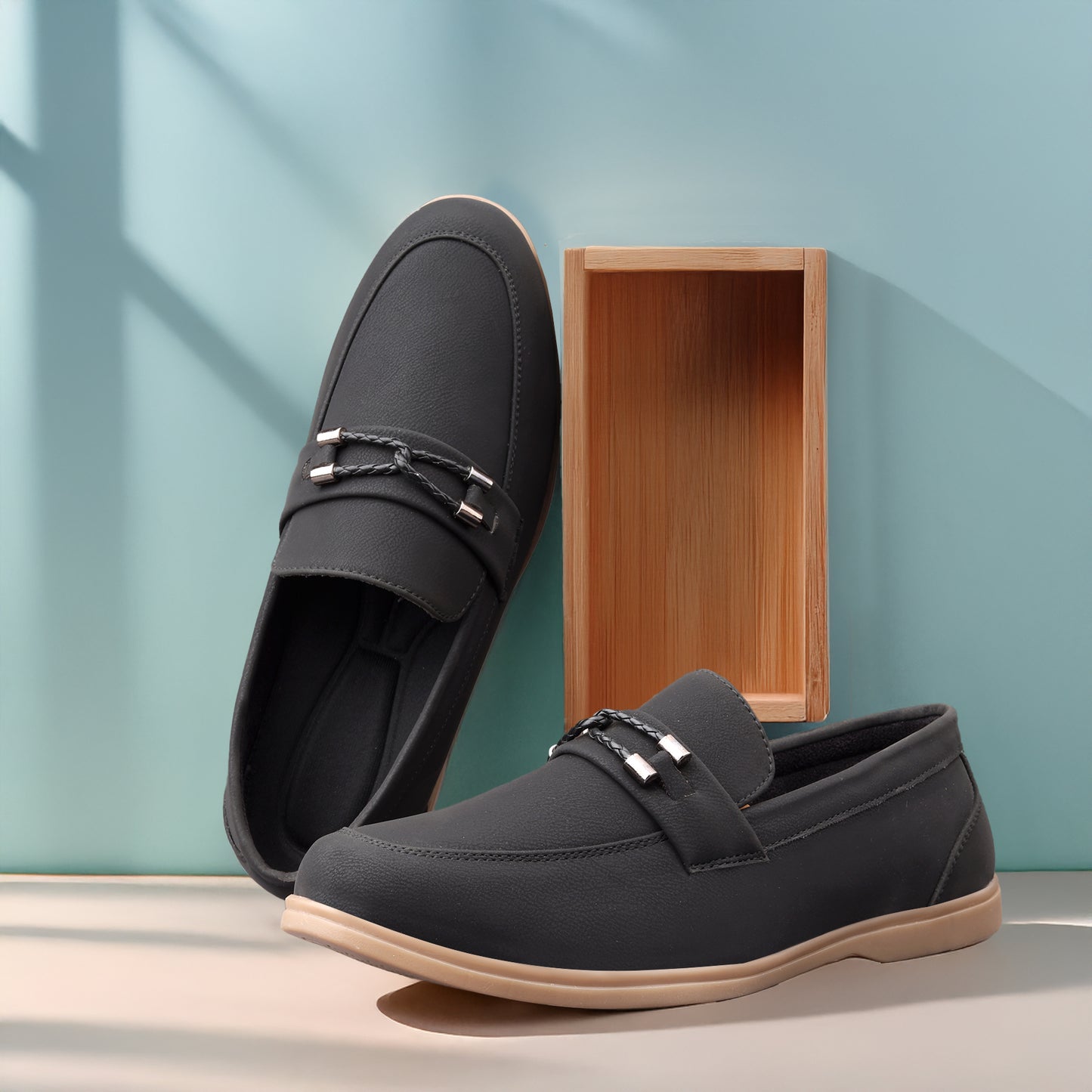 Mens Premium Faux Leather Loafers with AirMix Sole