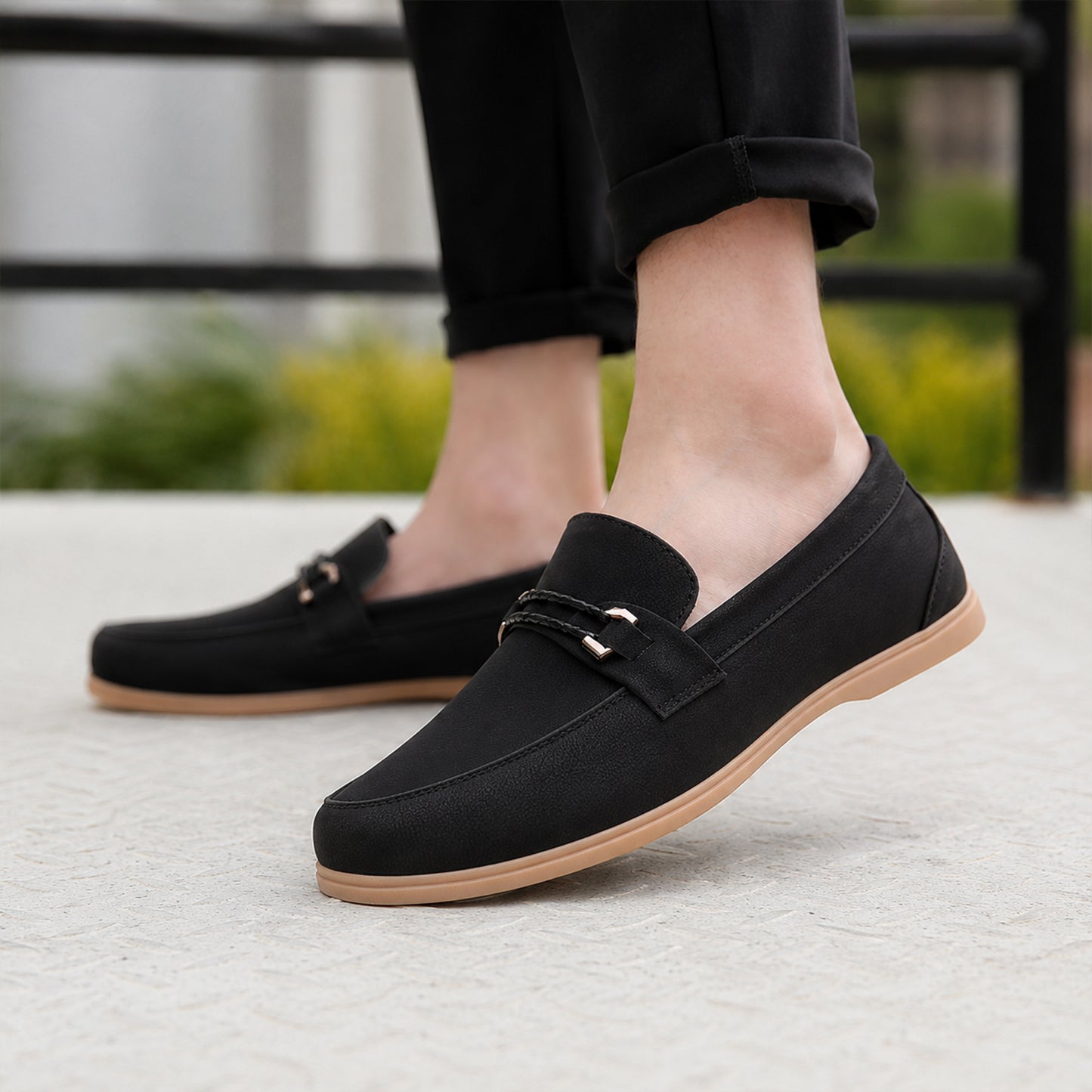 Mens Premium Faux Leather Loafers with AirMix Sole