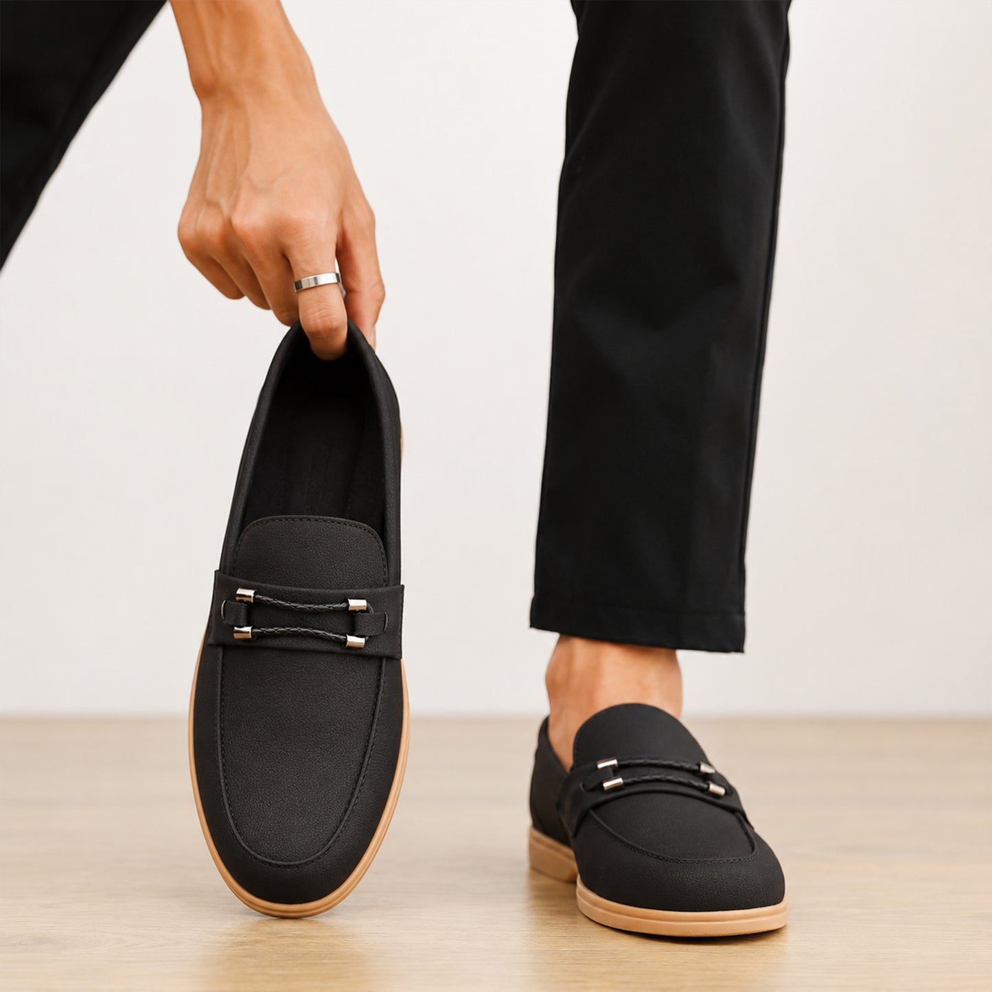 Mens Premium Faux Leather Loafers with AirMix Sole