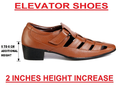 Bxxy Men's Height Increasing Casual Vegan Leather Roman Sandals