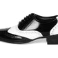 Men's Height Incre1asing Black and White Faux Height Increasing Mafia Oxford Brouge Lace-Up Shoes