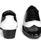 Men's Height Incre1asing Black and White Faux Height Increasing Mafia Oxford Brouge Lace-Up Shoes