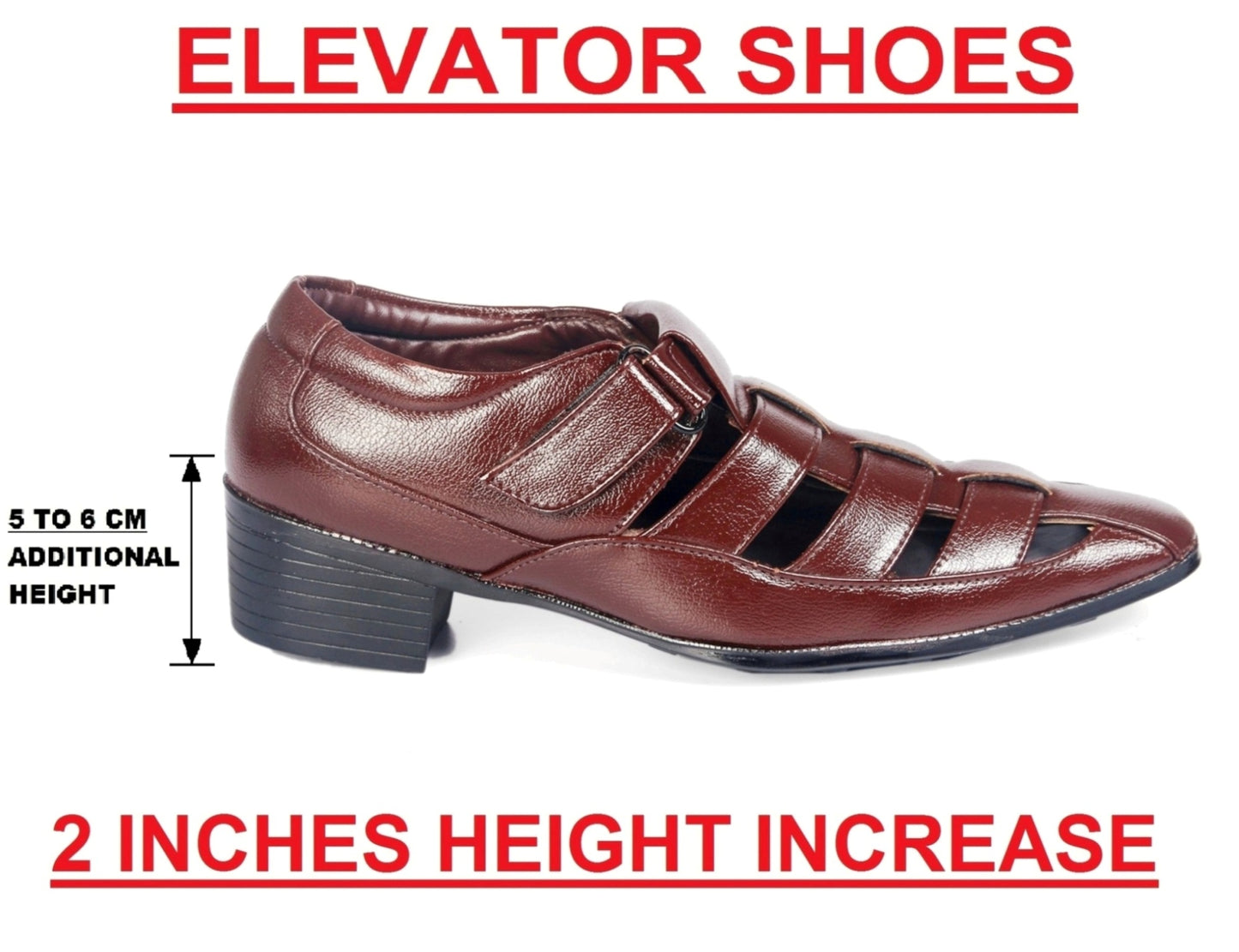 Bxxy Men's Height Increasing Casual Vegan Leather Roman Sandals