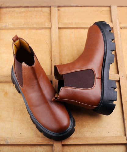 Bxxy's Faux Leather Slip-on Boots for Men