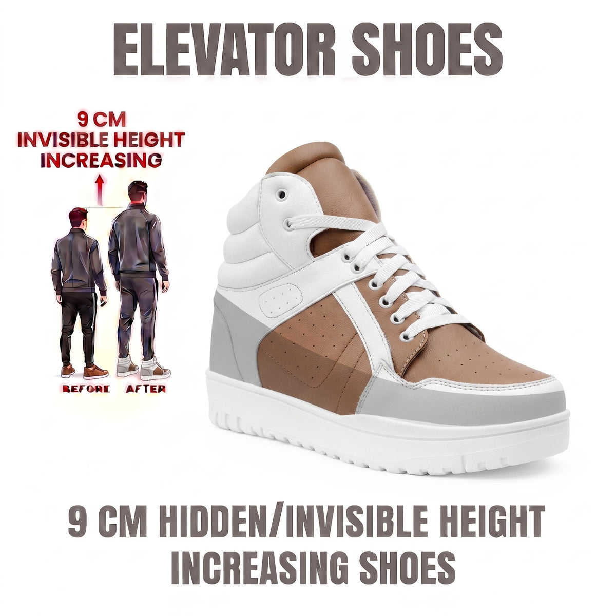 BXXY 9 CM Hidden Height Increasing Sneakers for Men