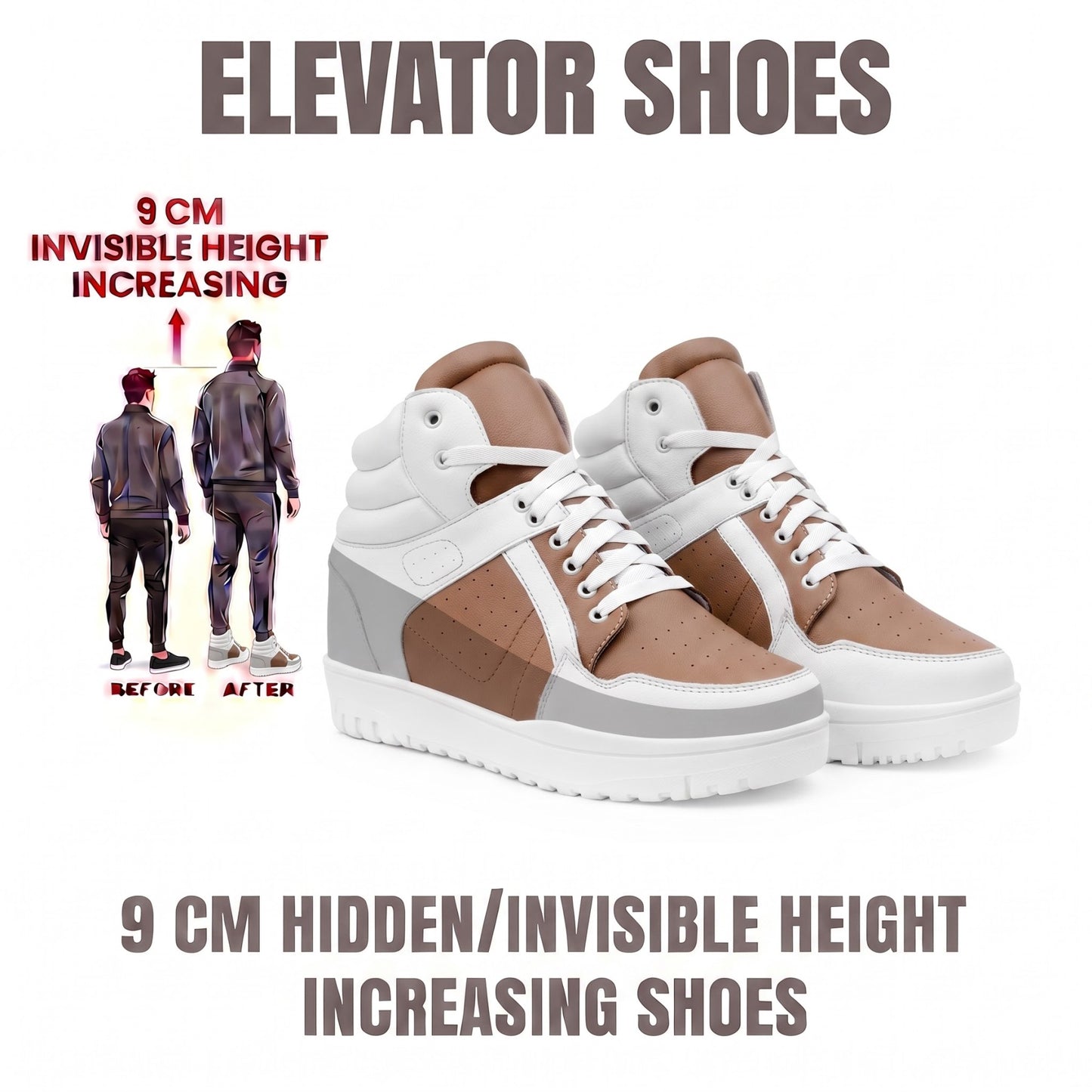 BXXY 9 CM Hidden Height Increasing Sneakers for Men