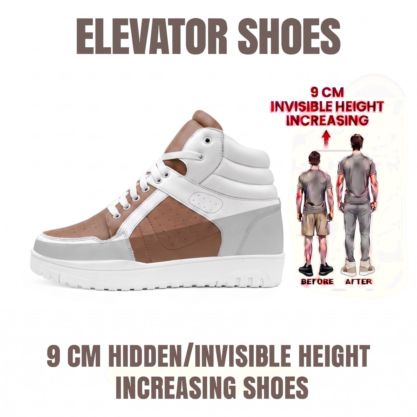 BXXY 9 CM Hidden Height Increasing Sneakers for Men