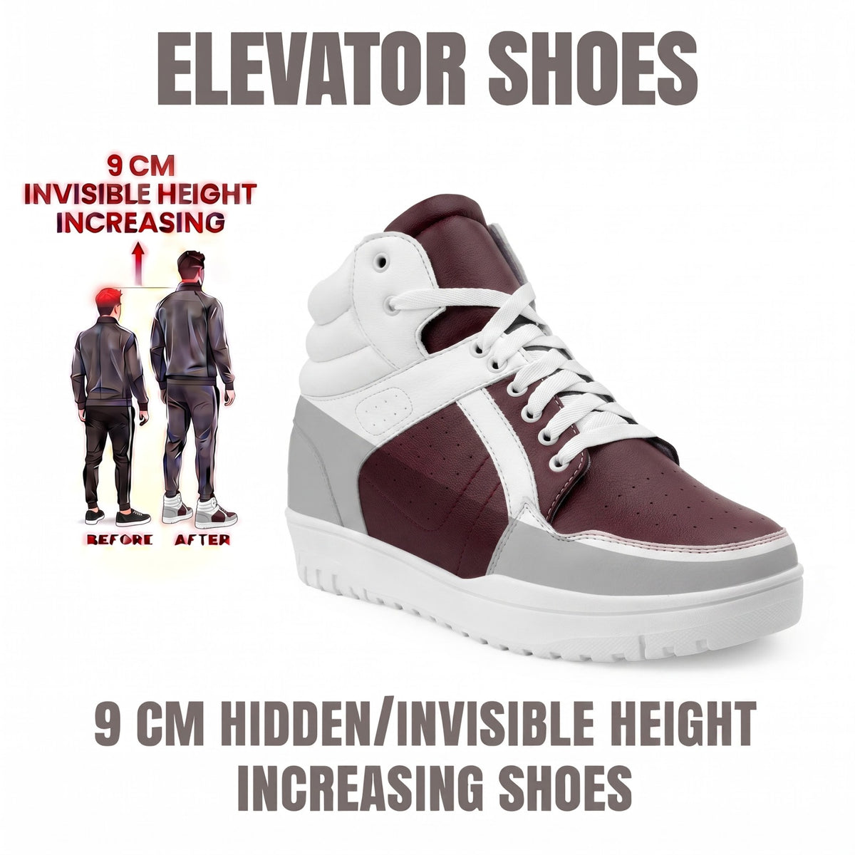 BXXY 9 CM Hidden Height Increasing Sneakers for Men