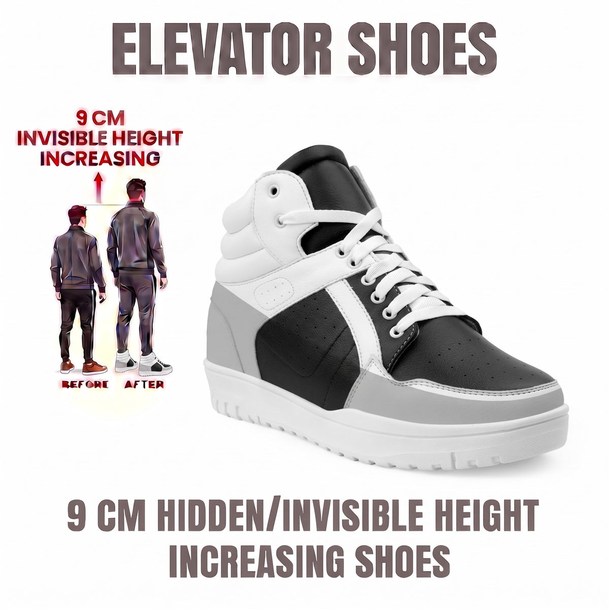 BXXY 9 CM Hidden Height Increasing Sneakers for Men
