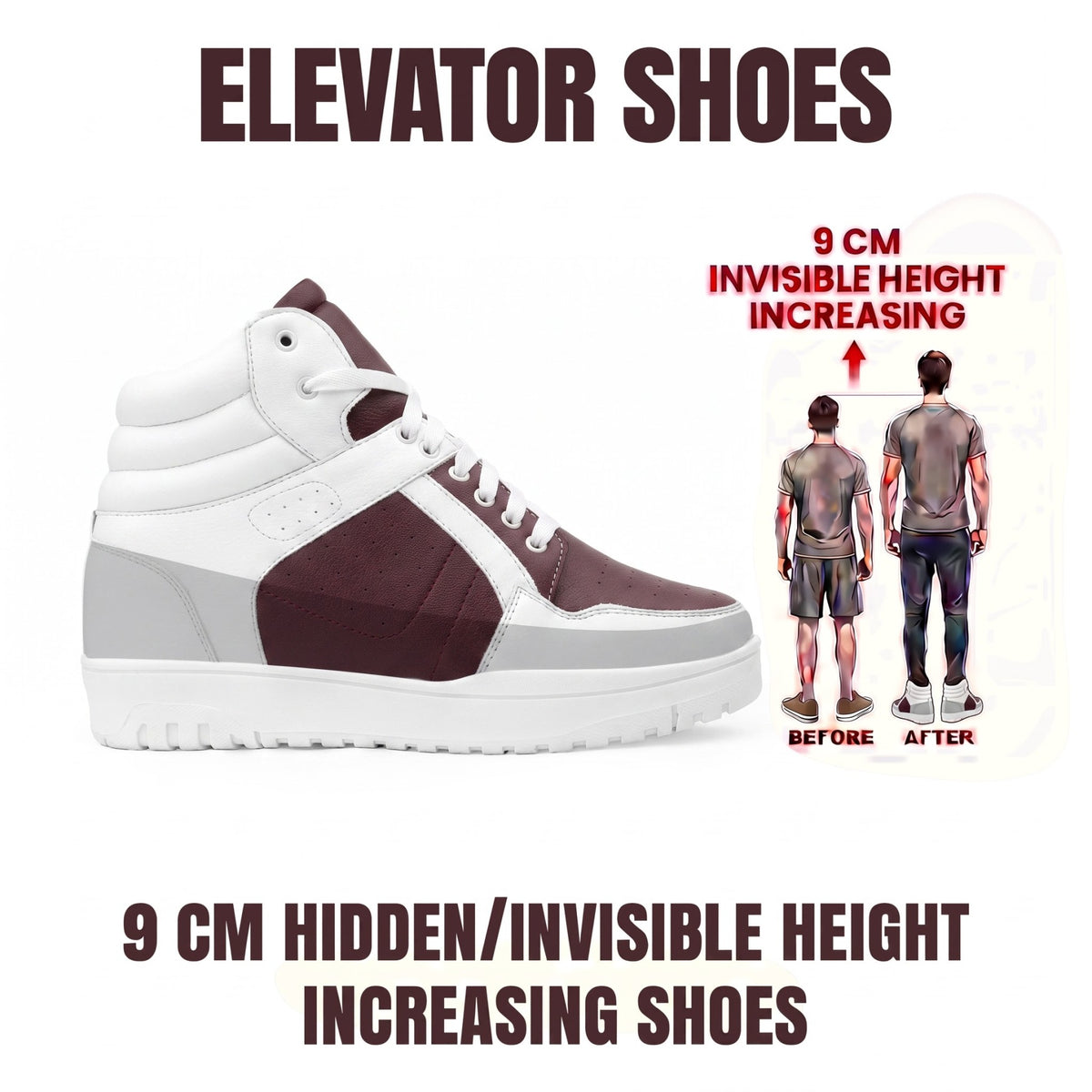 BXXY 9 CM Hidden Height Increasing Sneakers for Men