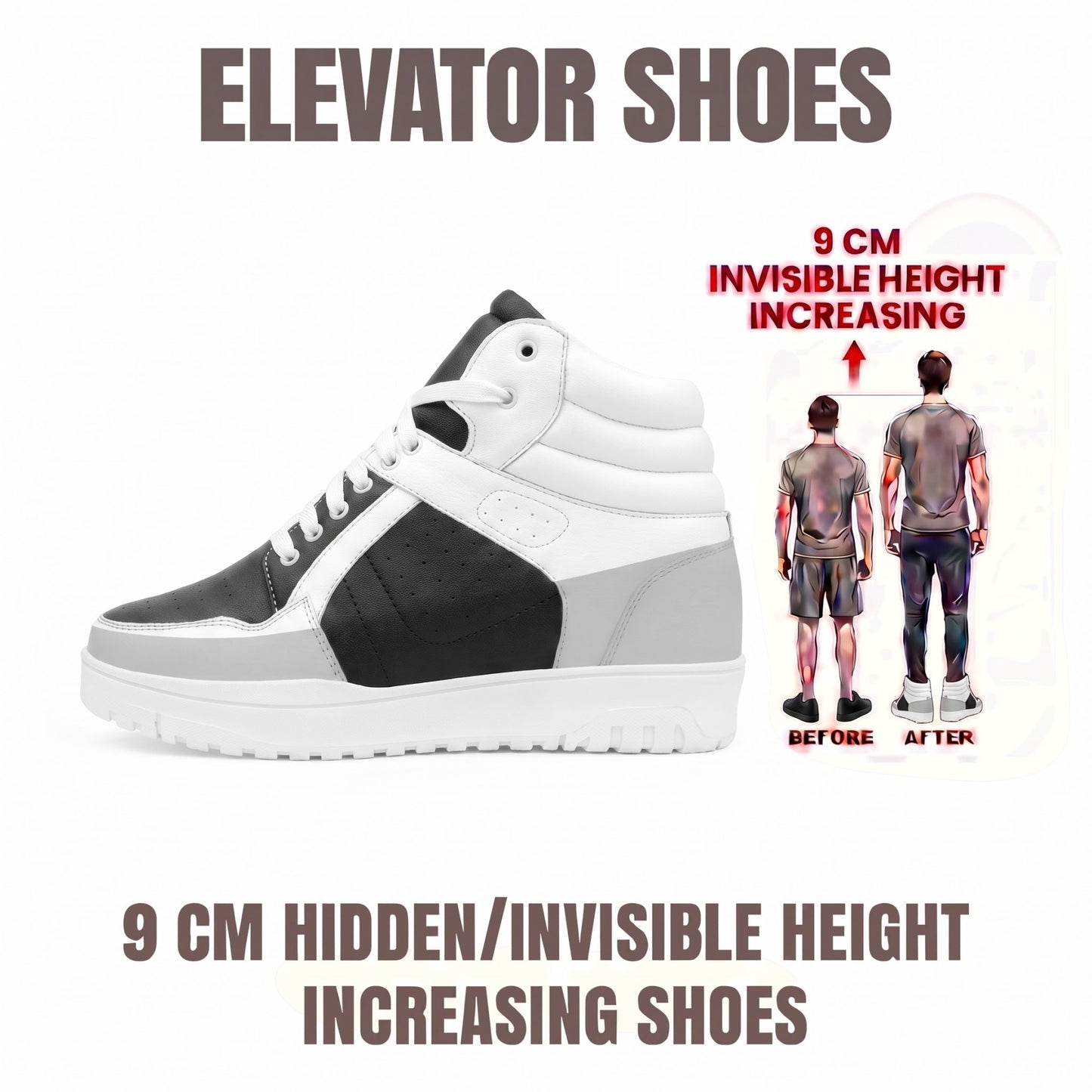 BXXY 9 CM Hidden Height Increasing Sneakers for Men