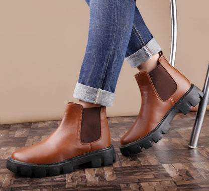 Bxxy's Faux Leather Slip-on Boots for Men