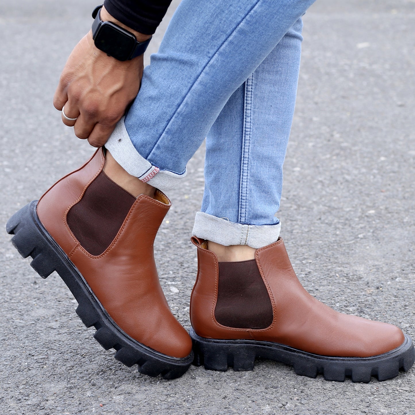 BXXY Men's Pu Material Casual Chelsea and Ankle Boots.