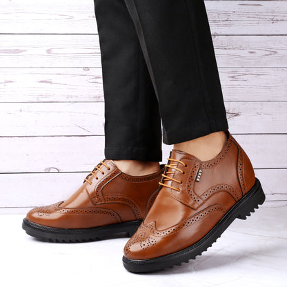 Brogue Lace-up Shoes Tan - 3.5 Inches (9CM)