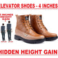 Bxxy's 4 inches Hidden Height Increasing Crocodile Textured Vegan Leather Lace-up Ankle Boots for Men