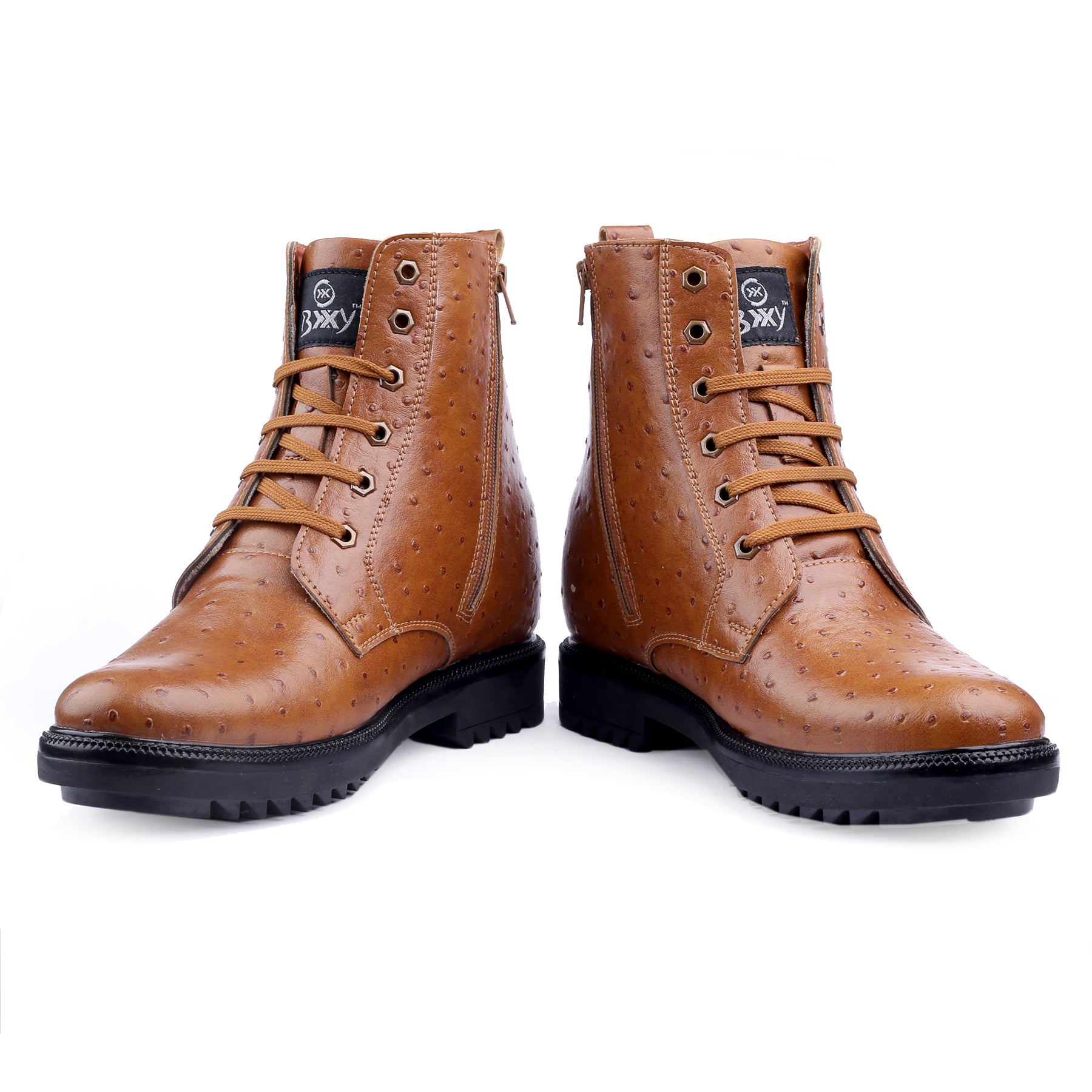 Bxxy s Men s 4 inches Elevator Crocodile Textured Ankle Lace up Boots