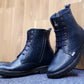 Bxxy's 4 inches Hidden Height Increasing Crocodile Textured Vegan Leather Lace-up Ankle Boots for Men