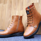Bxxy's 4 inches Hidden Height Increasing Crocodile Textured Vegan Leather Lace-up Ankle Boots for Men