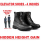 Bxxy's 4 inches Hidden Height Increasing Crocodile Textured Vegan Leather Lace-up Ankle Boots for Men