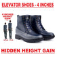 Bxxy's 4 inches Hidden Height Increasing Crocodile Textured Vegan Leather Lace-up Ankle Boots for Men