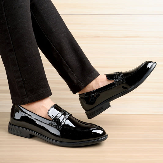 Men's Vegan Patent Trendy Loafer Slip-ons