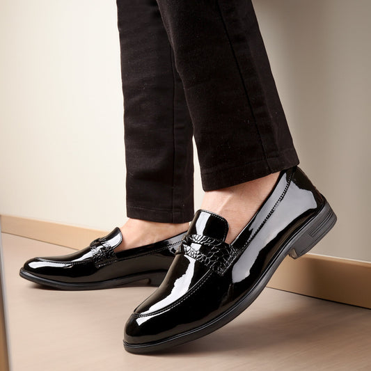 Men's Vegan Patent Trendy Loafer Slip-ons